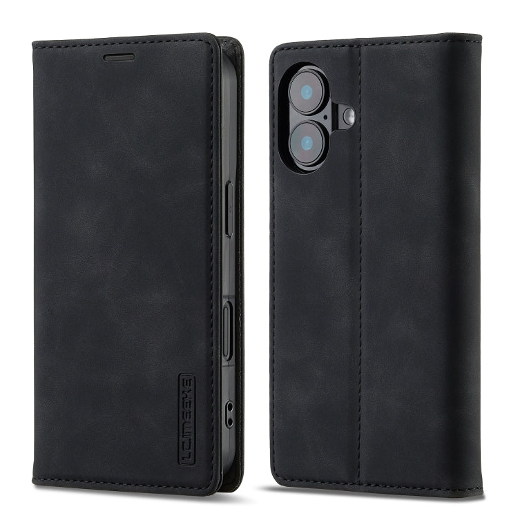 For iPhone 16 Plus LC.IMEEKE Strong Magnetism Microfiber Leather Phone Case