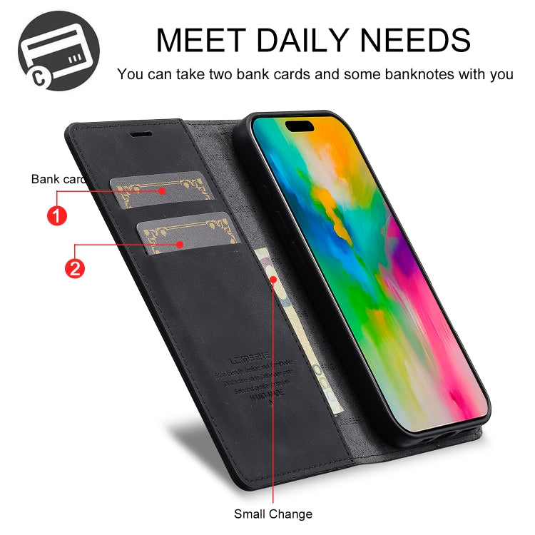 For iPhone 16 Plus LC.IMEEKE Strong Magnetism Microfiber Leather Phone Case