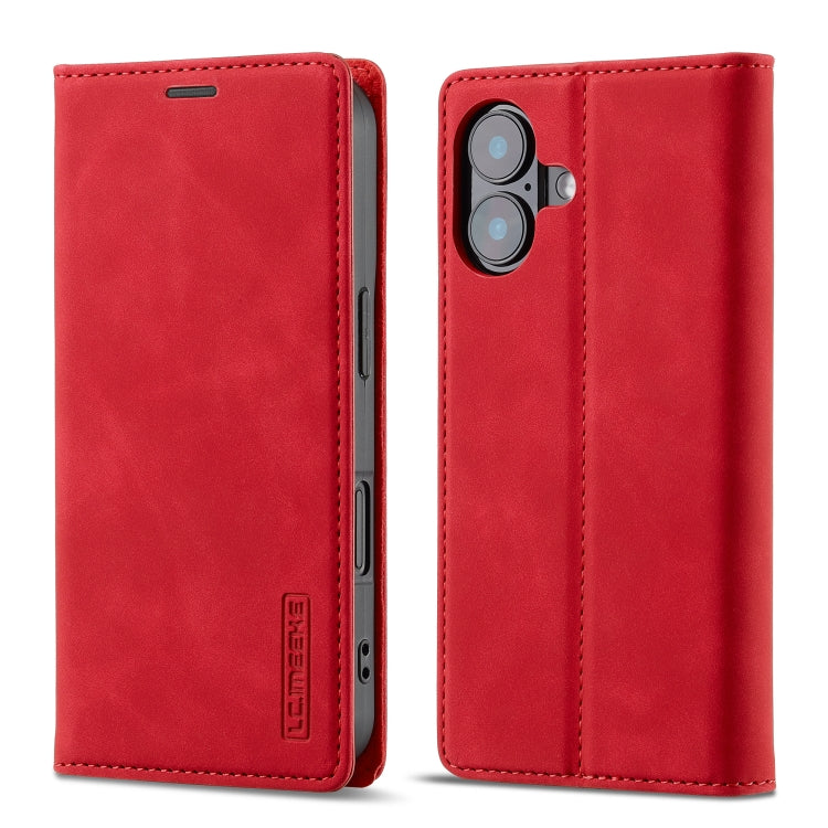 For iPhone 16 Plus LC.IMEEKE Strong Magnetism Microfiber Leather Phone Case