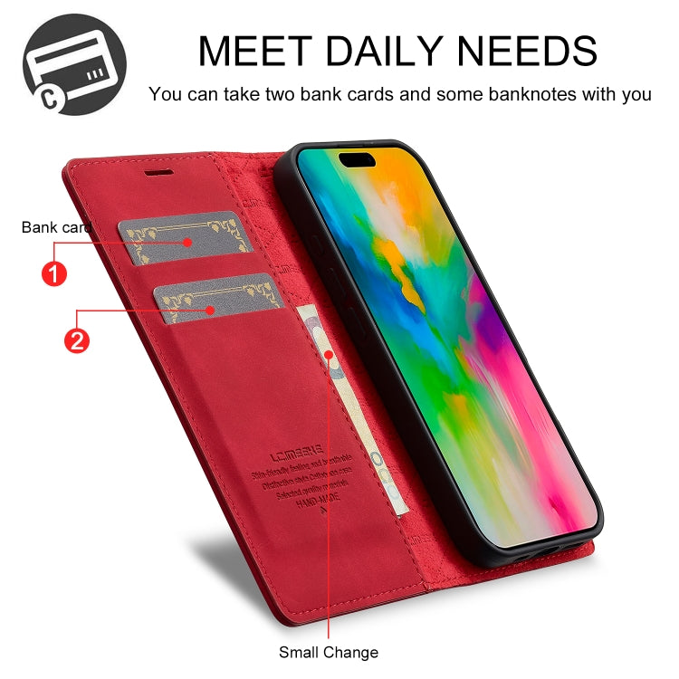 For iPhone 16 Plus LC.IMEEKE Strong Magnetism Microfiber Leather Phone Case