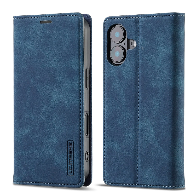 For iPhone 16 Plus LC.IMEEKE Strong Magnetism Microfiber Leather Phone Case