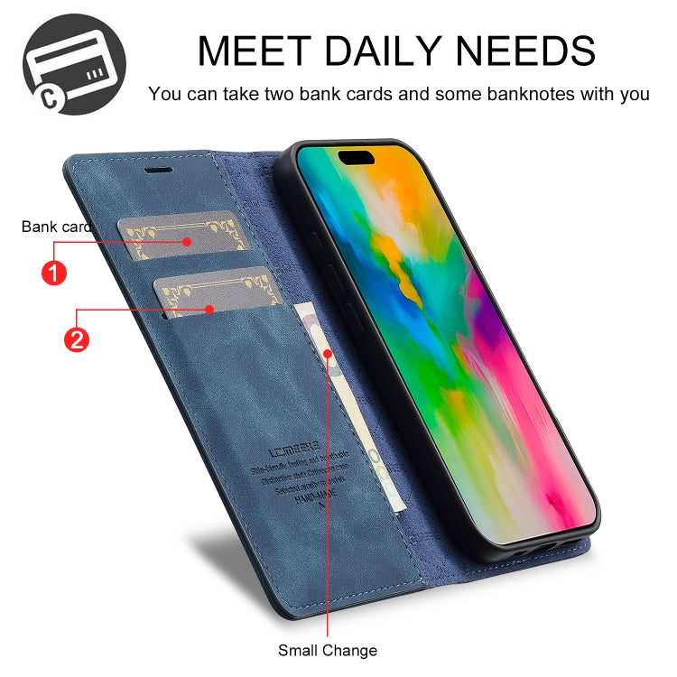 For iPhone 16 Plus LC.IMEEKE Strong Magnetism Microfiber Leather Phone Case