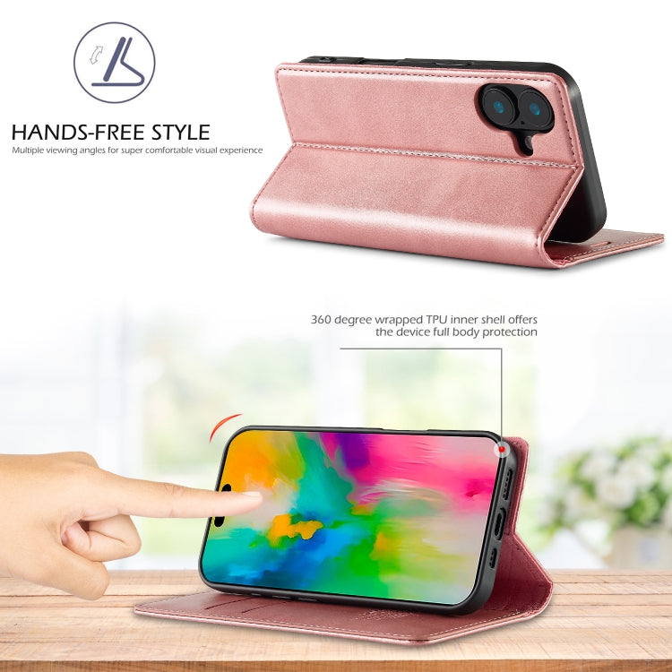For iPhone 16 Plus LC.IMEEKE Strong Magnetism Microfiber Leather Phone Case