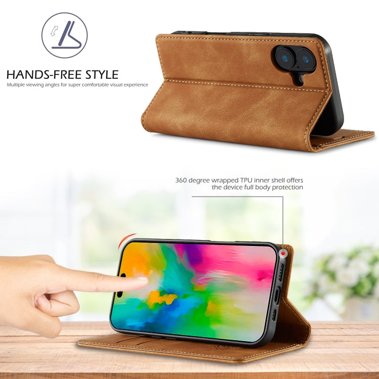 For iPhone 16 Plus LC.IMEEKE Strong Magnetism Microfiber Leather Phone Case