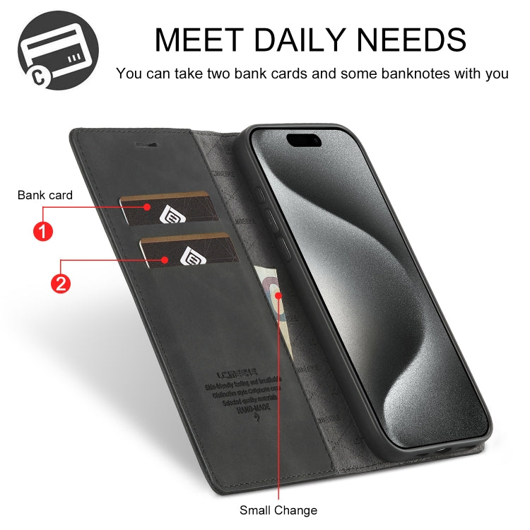 For iPhone 16 Pro LC.IMEEKE Strong Magnetism Microfiber Leather Phone Case