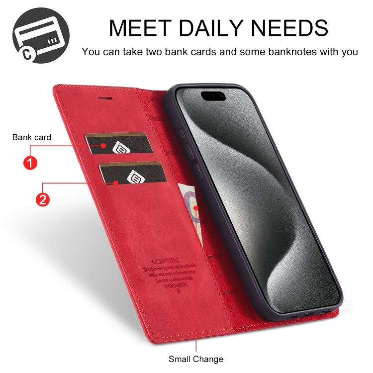 For iPhone 16 Pro LC.IMEEKE Strong Magnetism Microfiber Leather Phone Case