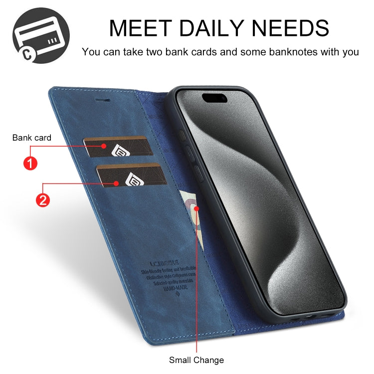 For iPhone 16 Pro LC.IMEEKE Strong Magnetism Microfiber Leather Phone Case