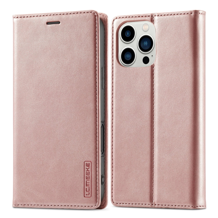 For iPhone 16 Pro LC.IMEEKE Strong Magnetism Microfiber Leather Phone Case