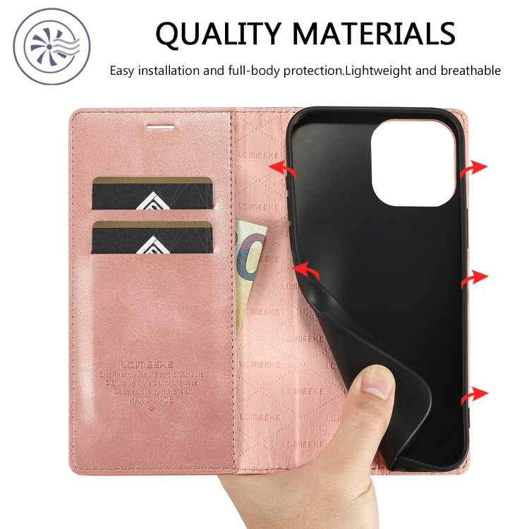For iPhone 16 Pro LC.IMEEKE Strong Magnetism Microfiber Leather Phone Case