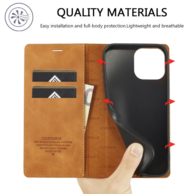 For iPhone 16 Pro LC.IMEEKE Strong Magnetism Microfiber Leather Phone Case