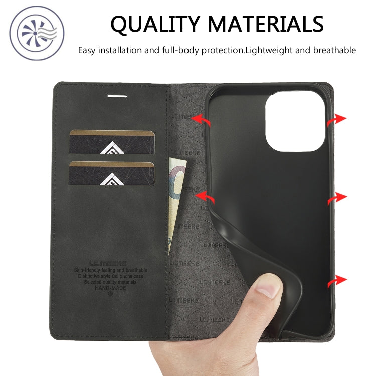 For iPhone 16 Pro Max LC.IMEEKE Strong Magnetism Microfiber Leather Phone Case