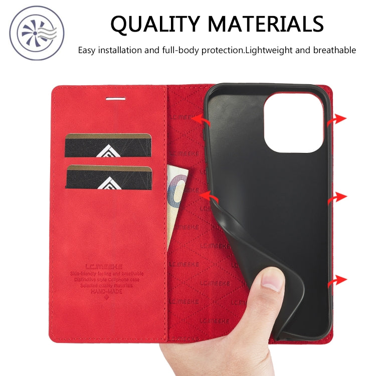 For iPhone 16 Pro Max LC.IMEEKE Strong Magnetism Microfiber Leather Phone Case