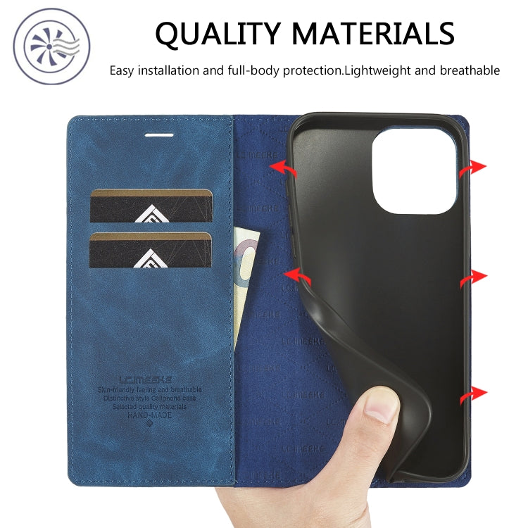 For iPhone 16 Pro Max LC.IMEEKE Strong Magnetism Microfiber Leather Phone Case