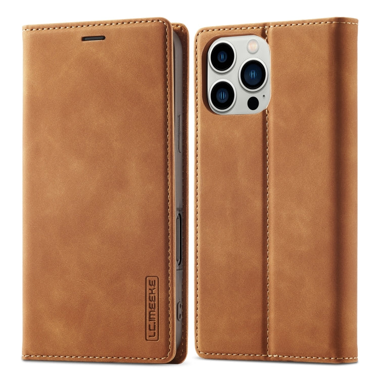 For iPhone 16 Pro Max LC.IMEEKE Strong Magnetism Microfiber Leather Phone Case