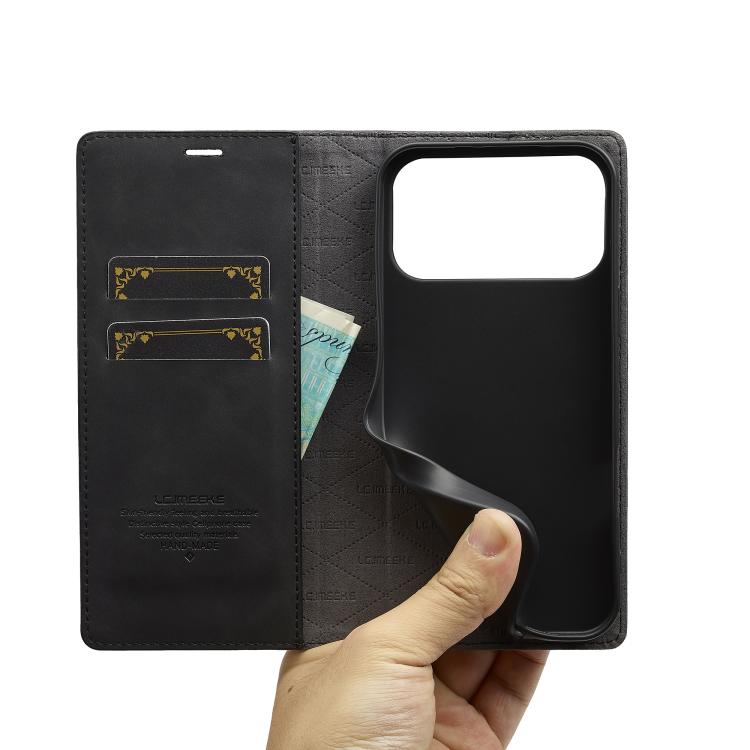 For iPhone 17 Pro Max LC.IMEEKE Strong Magnetism Microfiber Leather Phone Case