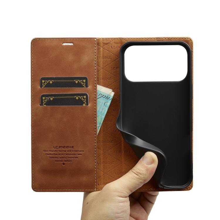 For iPhone 17 Pro Max LC.IMEEKE Strong Magnetism Microfiber Leather Phone Case