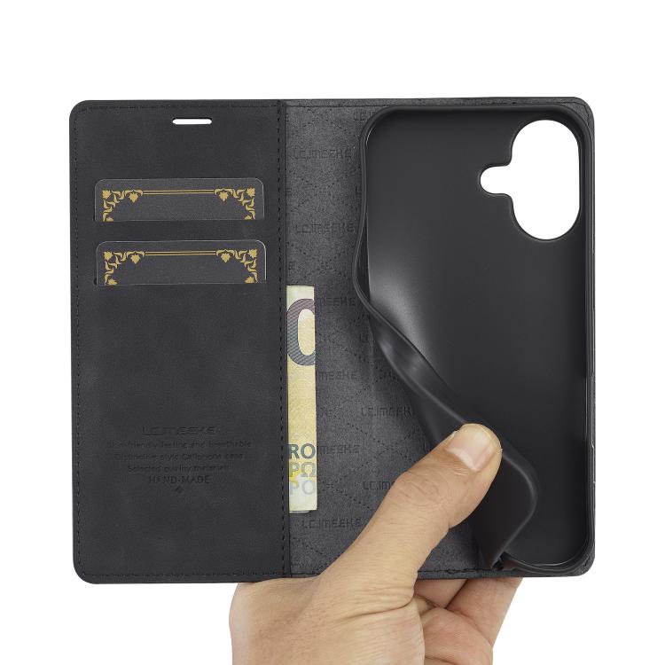 For iPhone 17 LC.IMEEKE Strong Magnetism Microfiber Leather Phone Case