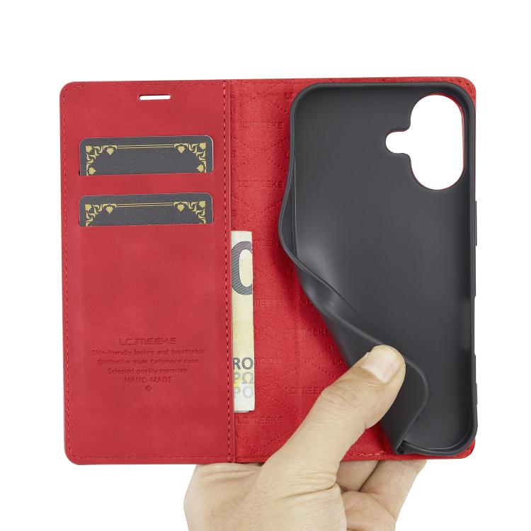 For iPhone 17 LC.IMEEKE Strong Magnetism Microfiber Leather Phone Case