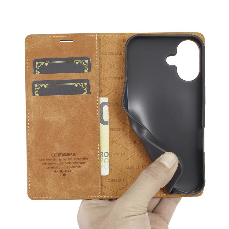 For iPhone 17 LC.IMEEKE Strong Magnetism Microfiber Leather Phone Case