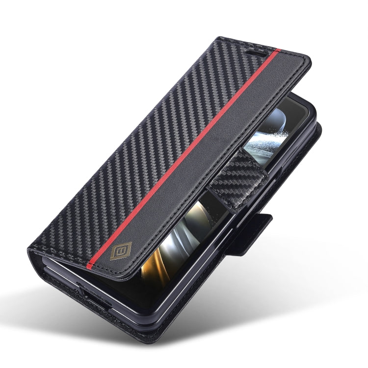 For Samsung Galaxy Z Fold6 5G LC.IMEEKE Carbon Fiber Leather Phone Case