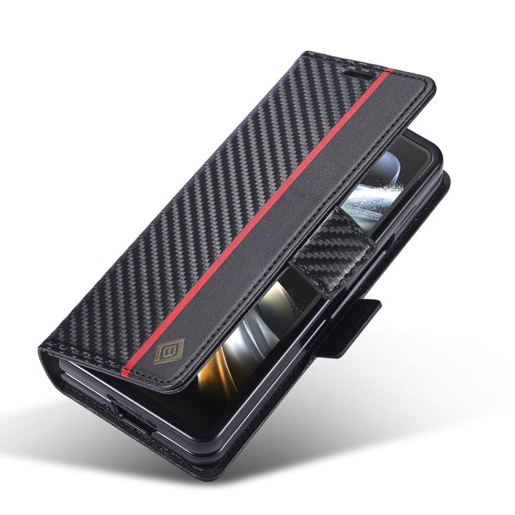 For Samsung Galaxy Z Fold7 5G LC.IMEEKE Carbon Fiber Leather Phone Case