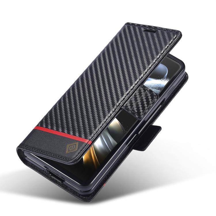For Samsung Galaxy Z Fold7 5G LC.IMEEKE Carbon Fiber Leather Phone Case