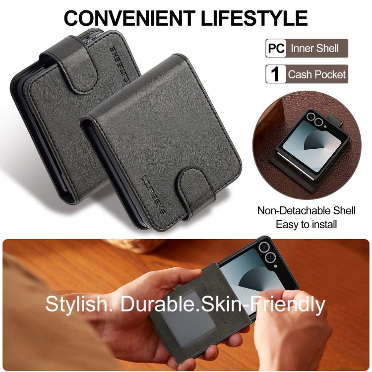 For Samsung Galaxy Z Flip7 5G LC.IMEEKE Calf Texture Leather Phone Case