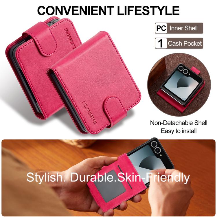 For Samsung Galaxy Z Flip7 5G LC.IMEEKE Calf Texture Leather Phone Case