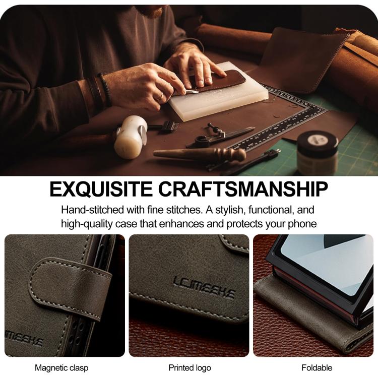 For Samsung Galaxy Z Flip7 5G LC.IMEEKE Calf Texture Leather Phone Case