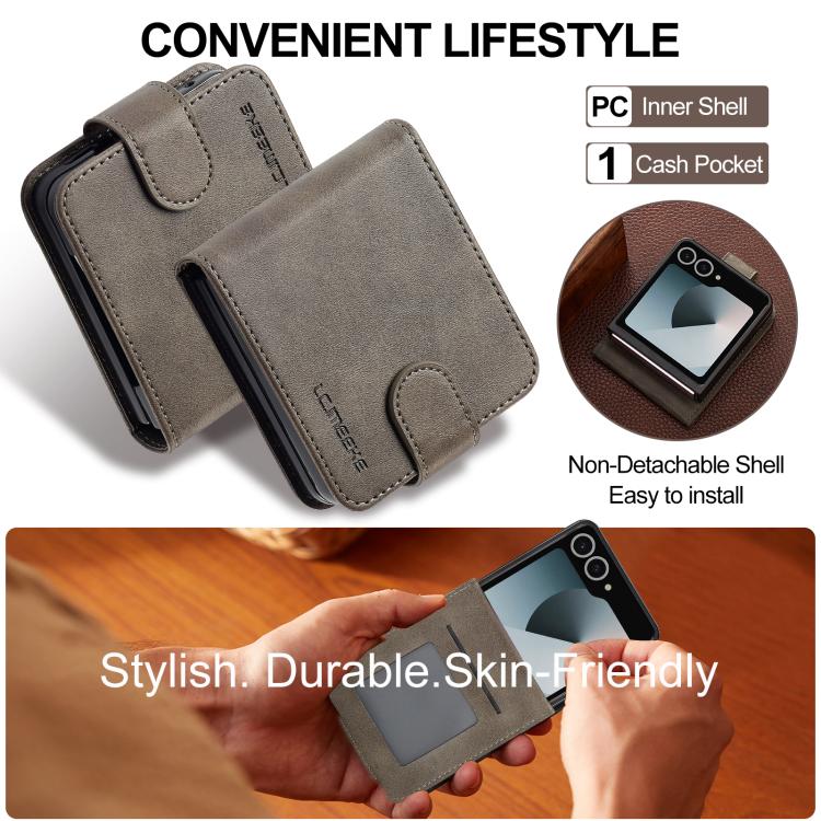 For Samsung Galaxy Z Flip7 5G LC.IMEEKE Calf Texture Leather Phone Case