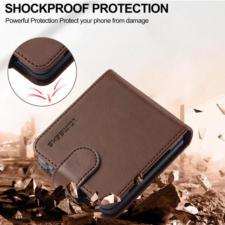 For Samsung Galaxy Z Flip7 5G LC.IMEEKE Calf Texture Leather Phone Case