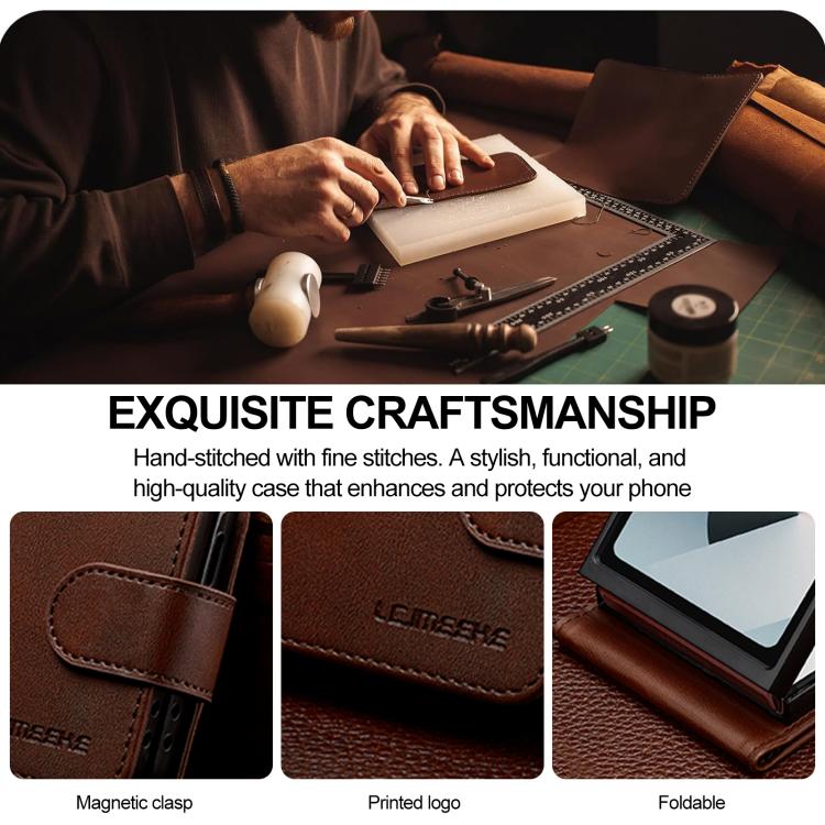 For Samsung Galaxy Z Flip7 5G LC.IMEEKE Calf Texture Leather Phone Case