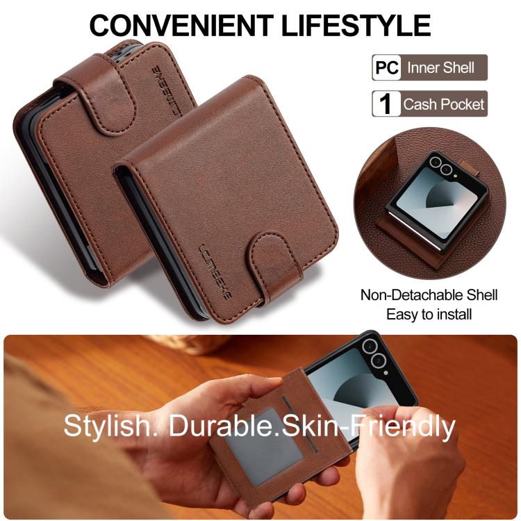 For Samsung Galaxy Z Flip7 5G LC.IMEEKE Calf Texture Leather Phone Case
