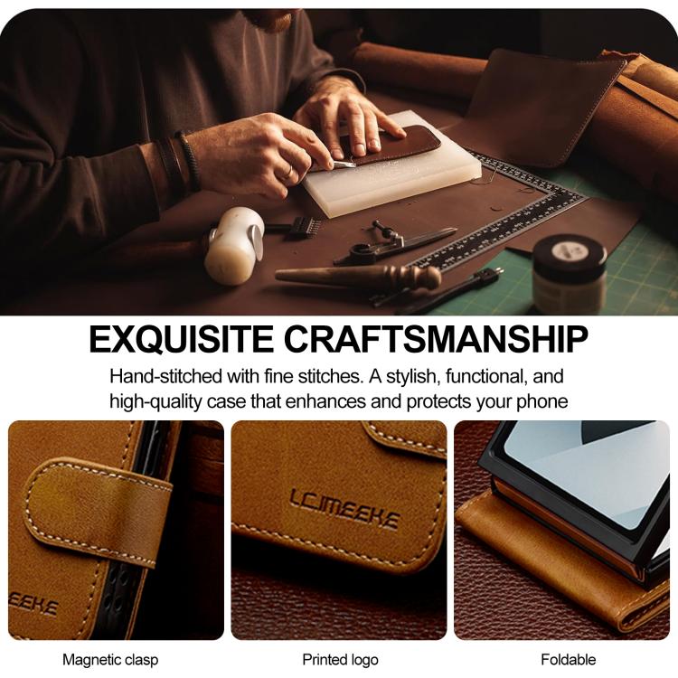 For Samsung Galaxy Z Flip7 5G LC.IMEEKE Calf Texture Leather Phone Case