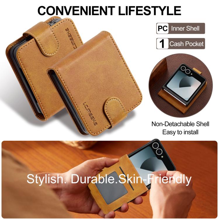 For Samsung Galaxy Z Flip7 5G LC.IMEEKE Calf Texture Leather Phone Case
