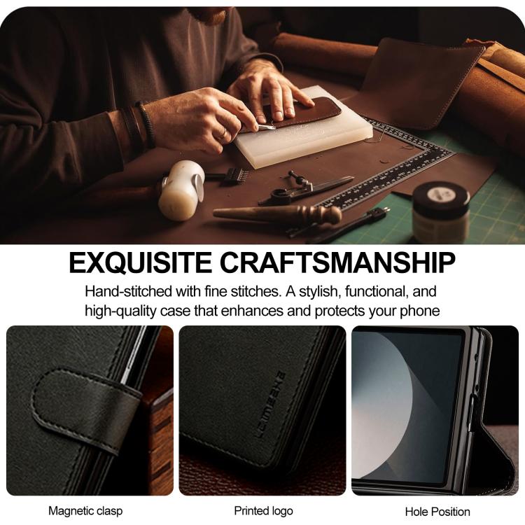 For Samsung Galaxy Z Fold7 5G LC.IMEEKE Calf Texture Leather Phone Case