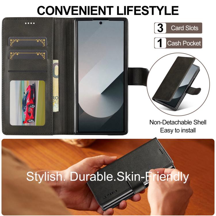 For Samsung Galaxy Z Fold7 5G LC.IMEEKE Calf Texture Leather Phone Case