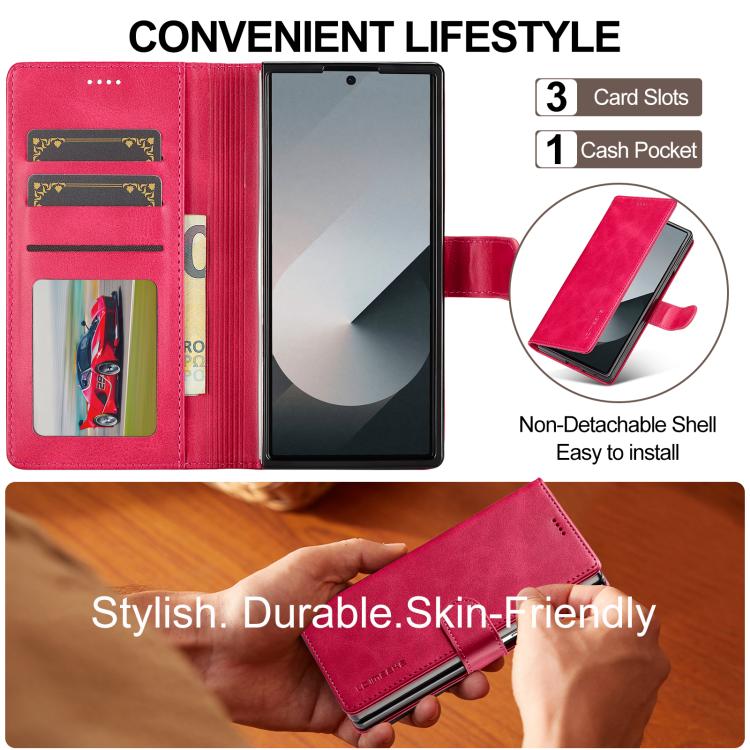 For Samsung Galaxy Z Fold7 5G LC.IMEEKE Calf Texture Leather Phone Case