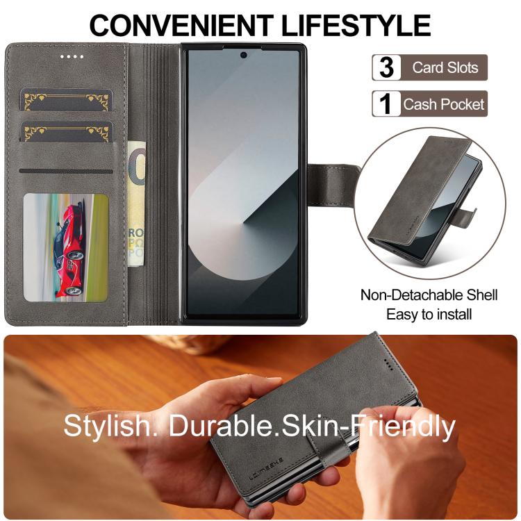 For Samsung Galaxy Z Fold7 5G LC.IMEEKE Calf Texture Leather Phone Case