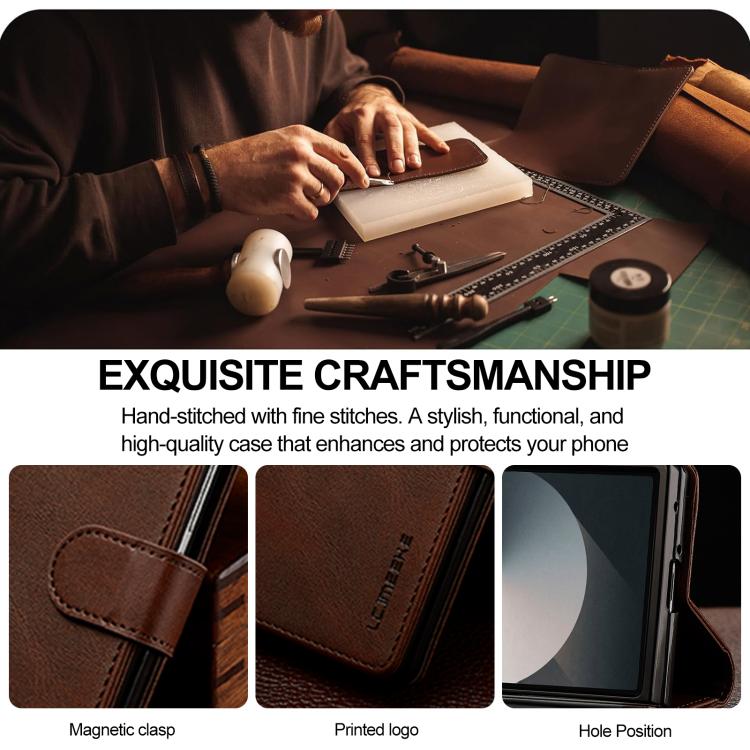 For Samsung Galaxy Z Fold7 5G LC.IMEEKE Calf Texture Leather Phone Case