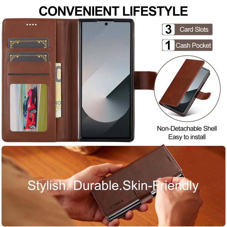For Samsung Galaxy Z Fold7 5G LC.IMEEKE Calf Texture Leather Phone Case