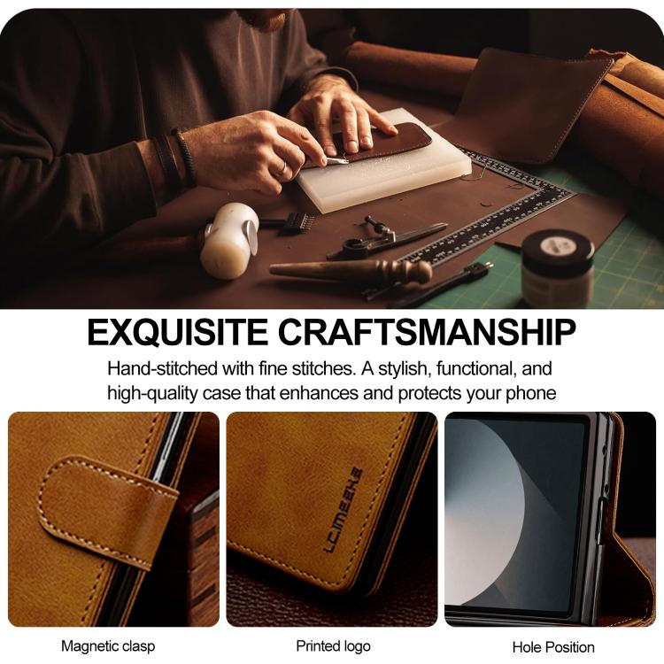 For Samsung Galaxy Z Fold7 5G LC.IMEEKE Calf Texture Leather Phone Case