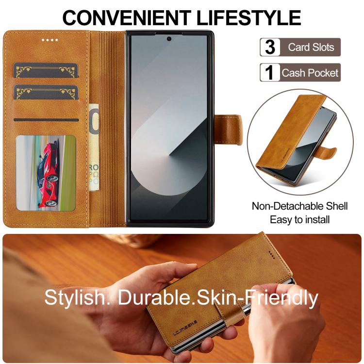 For Samsung Galaxy Z Fold7 5G LC.IMEEKE Calf Texture Leather Phone Case