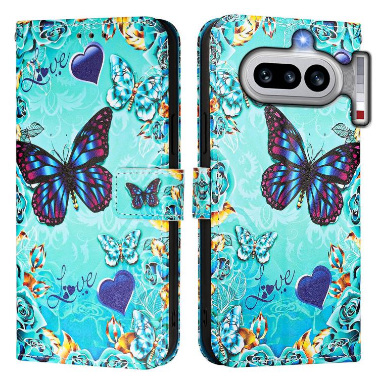 For Nothing Phone 4a Colored Drawing Pattern Plain Weave Leather Phone Case