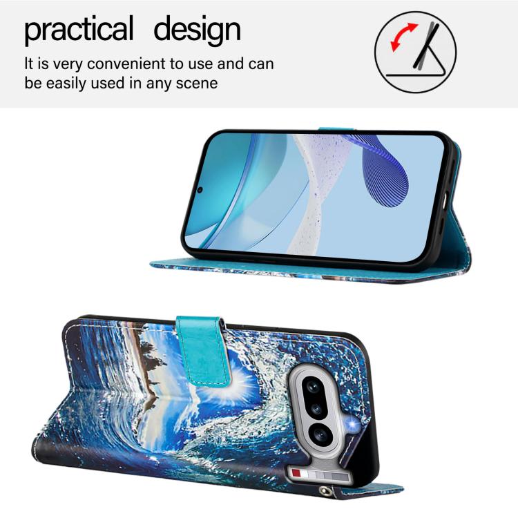 For Nothing Phone 4a Colored Drawing Pattern Plain Weave Leather Phone Case