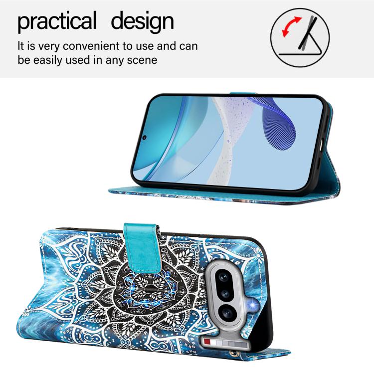 For Nothing Phone 4a Colored Drawing Pattern Plain Weave Leather Phone Case