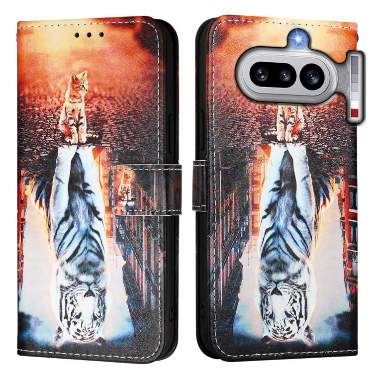 For Nothing Phone 4a Colored Drawing Pattern Plain Weave Leather Phone Case