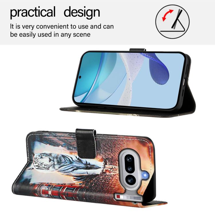 For Nothing Phone 4a Colored Drawing Pattern Plain Weave Leather Phone Case