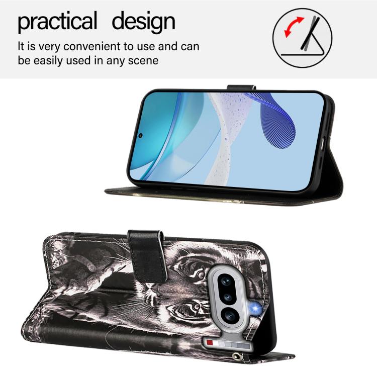 For Nothing Phone 4a Colored Drawing Pattern Plain Weave Leather Phone Case