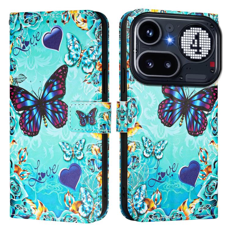 For Nothing Phone 4a Pro Colored Drawing Pattern Plain Weave Leather Phone Case